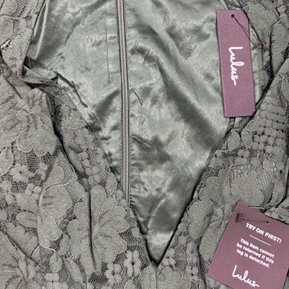 NWT Lulus Molinetto Forest Green Lace Ruffled Tiered Sleeveless Maxi Dress - Picture 7 of 8